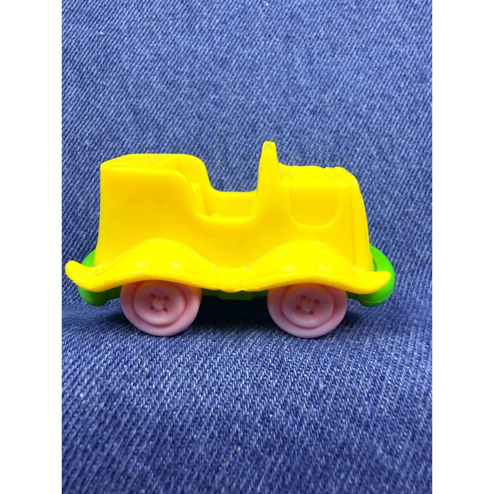 Vintage 1983 Kenner American Greetings Plastic Toy Car Yellow Pink Button Wheels
